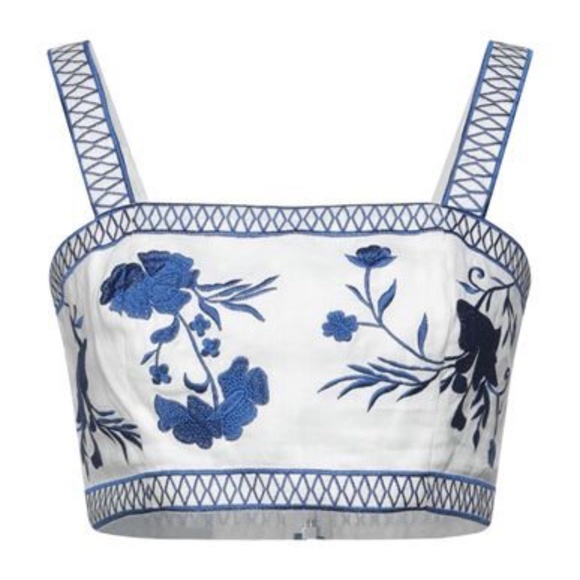 Alexis Tops - Alexis Olva Embroidered Linen Crop Top NWT Size XL
